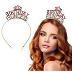 Büro Ev Ofis Etkinlik Gösteri Prenses Kostüm Tacı için Rose Gold Kaplı Birthday Kristal Taç