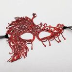 Büro Ev Ofis Gösteri Balo Kostümü için Kırmızı Dantel Masquerade Maskesi