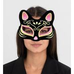 Büro Ev Ofis Gösteri Kedi Kostümü için 17x14CM Siyah Pembe Sarı Simli Maske