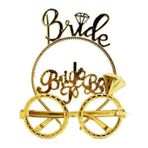 Büro Ev Ofis Gösteri Kostüm Gözlüğü için Golden Bride Taç Bride To Be Gözlük Seti