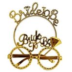 Büro Ev Ofis Gösteri Kostüm Gözlüğü için Golden Bride To Be Taç Gözlük Seti