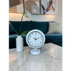 Büro Ev Ofis Hediyesi için 20x25CM Beyaz Metal Gold Detaylı Masa Saati