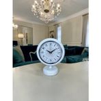 Büro Ev Ofis Hediyesi için 20x25CM Beyaz Motifli Metal Masa Saati