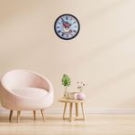 Büro Ev Ofis Hediyesi için 36CM Siyah Floral Tea Cup Duvar Saati