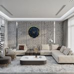 Büro Ev Ofis Hediyesi için 40CM Royal Marble Golden Metal Duvar Saati
