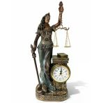 Büro Ev Ofis Hediyesi İçin 44X17cm Polyester Adalet Objeli Masa Saati