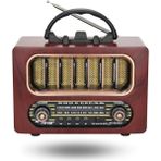 Büro Ev Ofis Hediyesi Için Ahşap Retro Taşınır Bluetooth Hoparlörlü Şarjlı Radyo - Renkli