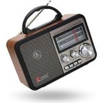 Büro Ev Ofis Hediyesi Için Ahşap Taşınır Bluetooth Hoparlörlü Şarjlı Radyo - Renkli