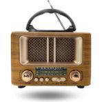 Büro Ev Ofis Hediyesi Için Mini Ahşap Retro Taşınır Bluetooth Hoparlörlü Şarjlı Radyo - Renkli