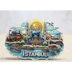 Büro Ev Ofis İstanbul Hatırası için Hediyelik Ahşap Motif Magnet