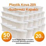 Büro Ev Ofis Mutfağı için 50ADET 20LT Plastik Kapaklı Sızdırmaz Kova