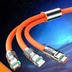 Büro Ev Ofis Personel Telefonu için 1MT 3 Başlı Uyumlu Silikon Hızlı Şarj Data Kablosu
