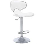 Bürocci 9549S0486 Beyaz Modern Deri Metal Ayaklı Yüksek Tezgah Sandalyesi