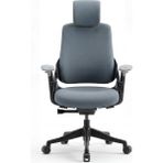 Bürosaray Gri Kumaş Döşemeli Ergonomik Ofis Çalışma Koltuğu Başlıklı Ayarlanabilir Kollu Tekerlekli Bilgisayar Sandalyesi