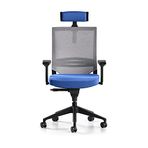 Bürotime Cozy Başlıklı Çalışma Koltuğu | 3D KOL | Plastik Ayak | Mavi/Gri
