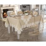 Bursa Çeyiz 26 Parça Etuval Linen Şeyma Fransız Dantelli Yemek Seti Cappuchino
