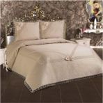 Bursa Çeyiz Alfima Çift Kişilik Güpürlü Yatak Örtüsü - 120 x 190 cm - Açık Mavi - Gri