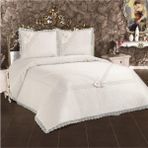 Bursa Çeyiz Alfima Home Fransız Güpürlü Çift Kişilik Yatak Örtüsü - 120 x 190 cm - Açık Mavi - Gri