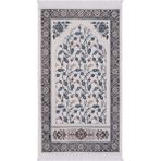 Bursa İpek Beyaz Çini Lale Desen Özel Dokuma Seccade - 65 x 110 cm