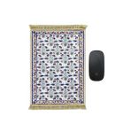 Bursa İpek Beyaz Dekoratif Küçük Halı Mousepad