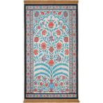 Bursa İpek Ekru Kadife Halı Seccade Klasik Desenli 65 x 115 cm Ev Ofis Uyumlu Kullanım İçin