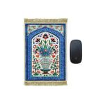 Bursa İpek Mavi Dekoratif Küçük Halı Mousepad