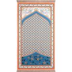 Bursa İpek Petrol Mavi Kadife Halı Seccade - 65 x 115 cm