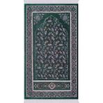 Bursa İpek Yeşil Çini Lale Desen Özel Dokuma Seccade - 65 x 110 cm