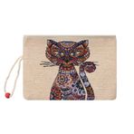 BURSA İPEQ Desenli Goblen Cüzdan | 7'' - 4'' Büyük Boy Türk Motifli Para Telefon ve Kart Cüzdanları | Kese Anahtarlık Büyük Organizatör Çantası, Ekru - Cat 8, 8.2" - 5.5", Türk Motifleri
