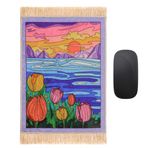 BURSA İPEQ Pembe Gün Batımı Dekoratif Küçük Halı Mousepad