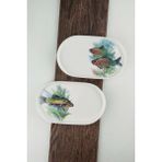 Bursa Porselen Dekor Fish & Sea 2 Parça Porselen Meze Tabağı - 12 x 20 cm