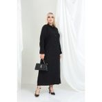 Bürümcük Gömlek Yaka Boydan Düğmeli Uzun Elbise Tesettüre Uygun 2xl 6xl - Siyah - 4XL