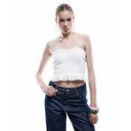 Bürümcük Kolsuz Volanlı Slim Fit Straplez Bluz