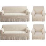 Bürümcük Koltuk ,kanepe , Çekyat Örtüsü, Lastikli Koltuk Kılıfı 3311TAKIM - 180 x 230 cm - Natural