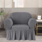 Bürümcük Koltuk Örtüsü ,berjer Kılıfı, Tek Kişilik, Etekli, Lastikli, Esnek, Yıkanabilir 1 Adet - 80 x 120 cm - Gri