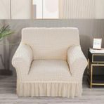 Bürümcük Koltuk Örtüsü ,berjer Kılıfı, Tek Kişilik, Etekli, Lastikli, Esnek, Yıkanabilir 1 Adet - 80 x 120 cm - Natural