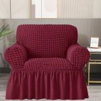 Bürümcük Koltuk Örtüsü ,berjer Kılıfı, Tek Kişilik, Etekli, Lastikli, Esnek, Yıkanabilir - 80 x 120 cm - Bordo