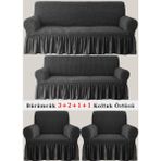 Bürümcük Koltuk Örtüsü, Kanepe, Çekyat Örtüsü, Koltuk Kılıfı 3 2 1 1 Takım - 180 x 230 cm - Antrasit