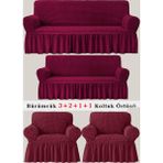 Bürümcük Koltuk Örtüsü, Kanepe, Çekyat Örtüsü, Koltuk Kılıfı 3 2 1 1 Takım - 180 x 230 cm - Bordo