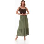 Bürümcük Kumaş Beli Lastikli Etek - Yeşil - XL