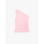 Bürümcük Kumaş Dokulu Drape Detaylı Kolsuz Tek Omuz Bluz
