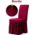 Bürümcük Kumaş, Esnek Sandalye Kılıfı. 6 Adet Lastikli, Yıkanabilir, Standart Sandalye Örtüsü. - 45 x 45 cm - Bordo