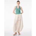 Bürümcük Kumaş Slim Fit Boyundan Bağlamalı Sırt Dekolteli Halter Yaka Bluz