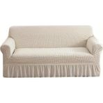 Bürümcük Lastikli Kanepe Örtüsü Likralı Koltuk Örtüsü Tek 3lü - 180 x 230 cm - Natural