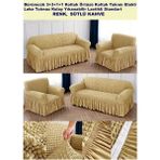 Bürümcük Pamuklu Koltuk Kanepe Örtüsü Takımı Lastikli Etekli Koltuk Kanepe Kılıfı 3+3+1+1 Standart - 180 x 230 cm - Bej