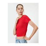 Bürümcük Tişört Crop Kısa Kollu Bisiklet Yaka Slim Fit