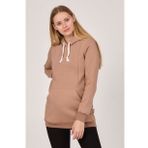 Busa Bej Termal Emzirme Detaylı Kapüşonlu Hamile Sweatshirt