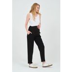 BUSA Hamile Esnek Karın Bantlı Beli Ayarlanabilir Mom Fit Gabardin Pantolon Siyah