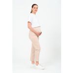 BUSA Hamile Esnek Karın Bantlı Beli Ayarlanabilir Mom Fit Kanvas Pantolon BEJ