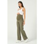 BUSA Hamile Esnek Karın Bantlı Beli Ayarlı Bol Paça Gabardin Pantolon Haki